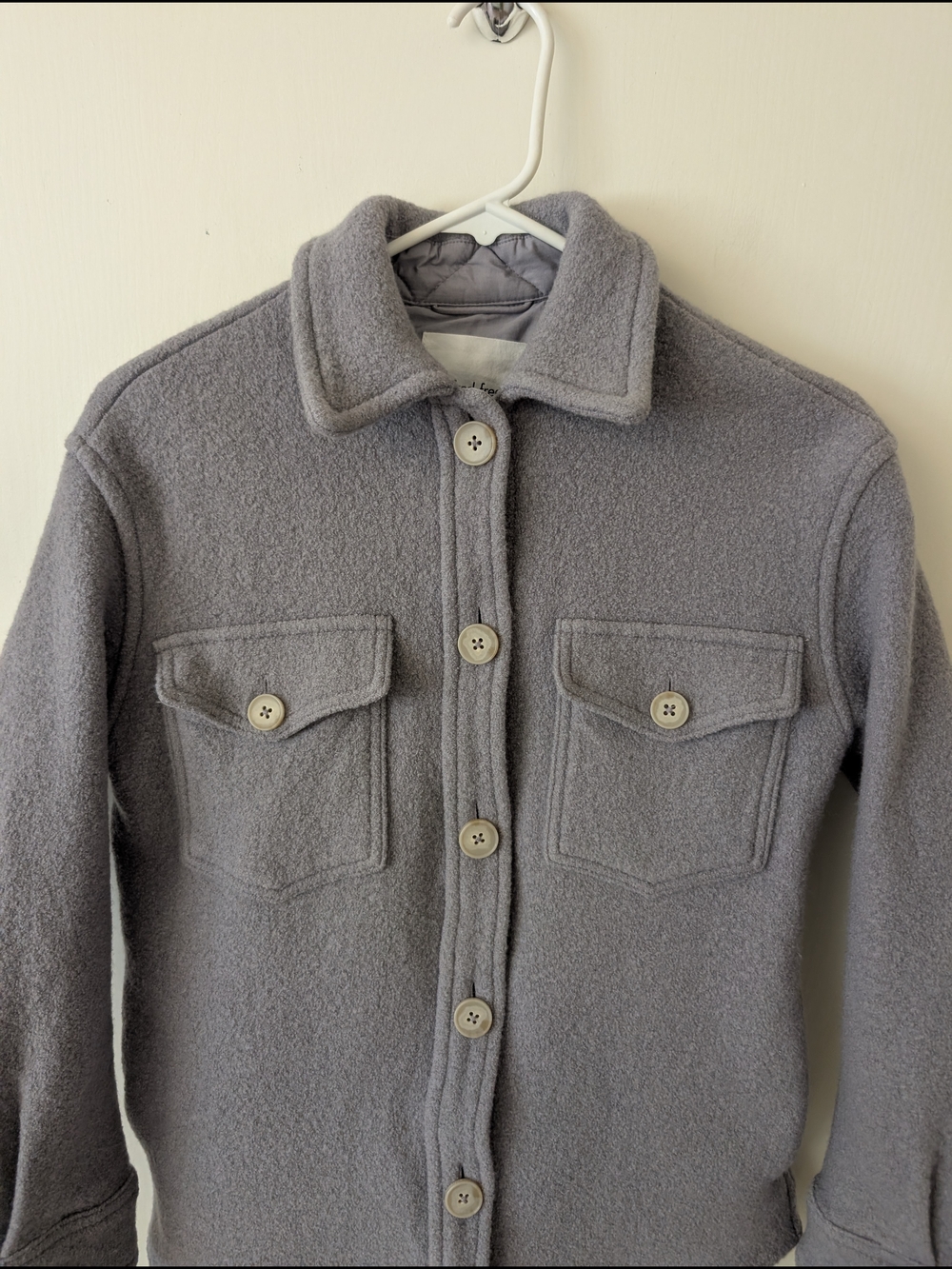 Aritzia Wilfred Free Womens XS The Ganna Shirt Jacket Merino Wool Shacket Purple - Picture 3 of 7